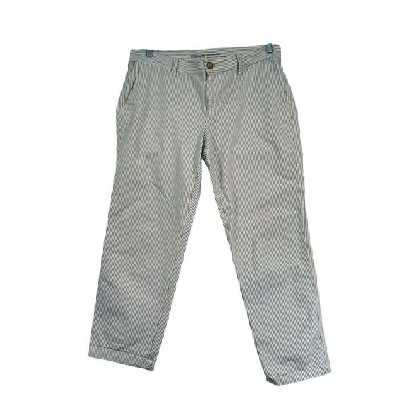 GAP  Girlfriend Khaki Pants Jeans Black White Stripe Pant Size 8 NWOT - Picture 1 of 8